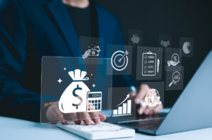 Budget concept. Financial planning, corporate finance, Annual strategy plan, Calculate company income, expenses, investment money, business finance, capital fundraising, loan credit, forecasting,