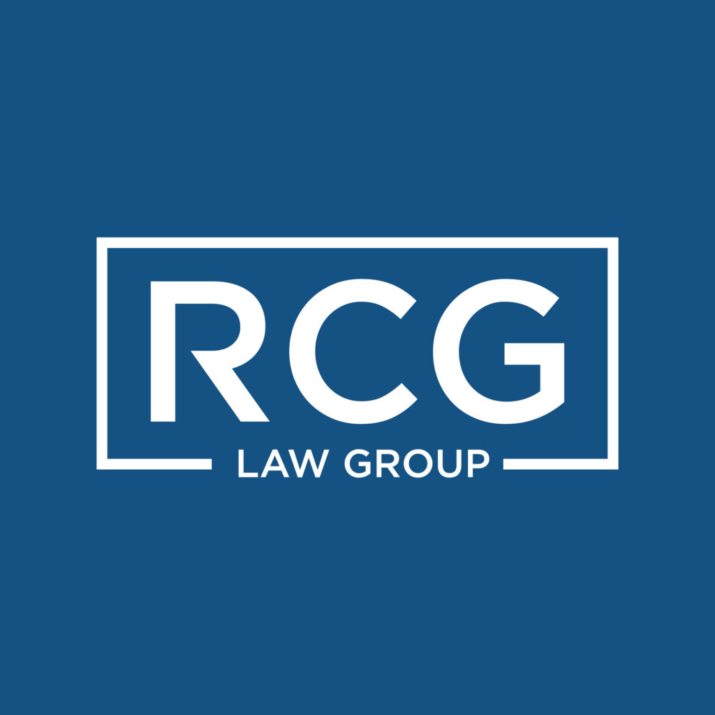 rcg white text blue background logo